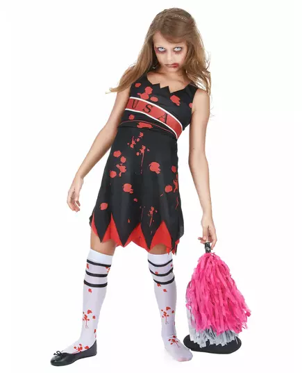 Halloween zombie cheerleader-kostyme til jenter, Størrelse: 10–12 år (L), bilde 2