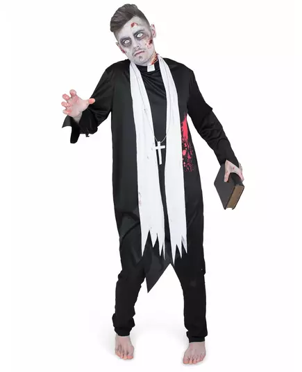 Zombiprestkostyme for menn, Størrelse: Large, bilde 2