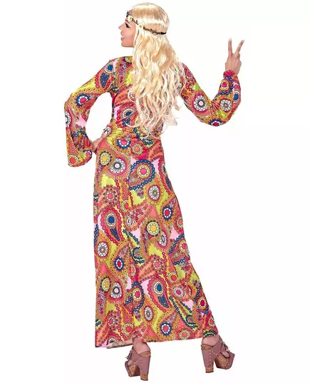 Women's multi-colored hippie long dress costume, Size: X-Large, image 2