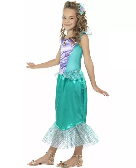 Mermaid costume with scales for girls, Size: 7-9 years (130/143 cm), image 2