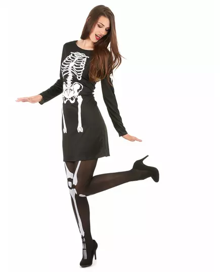 Halloween-skjelettkostyme til kvinner, Størrelse: Large, bilde 2