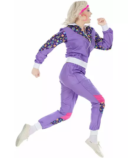 Women's 80s tracksuit costume, Size: Large, image 2