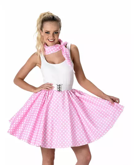 Women's light pink 50s polka dot costume, Size: X-Large, image 2