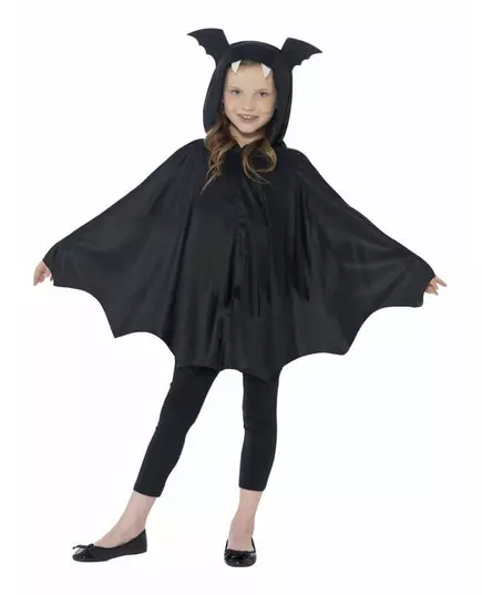 Svart flaggermusponchokostyme til barn til Halloween, Størrelse: 10–12 år (145/158 cm), bilde 2