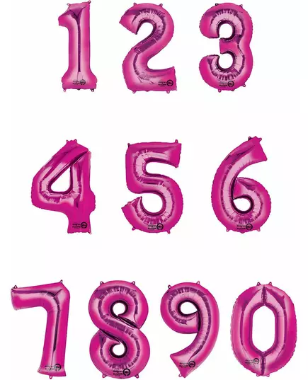 Foil balloon number fuchsia 86 cm, Size: 9, image 2