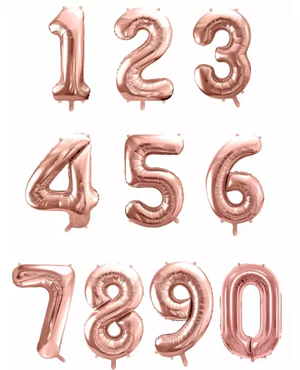 Aluminiumsballong nummer roségull 85 cm, Størrelse: 9, bilde 2