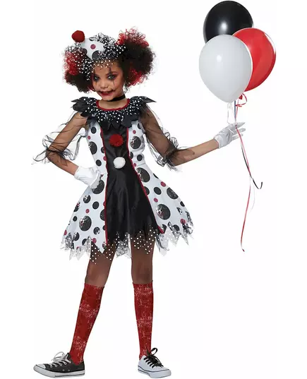 Deluxe scary clown costume for girls, Size: 8-10 years (140 cm), image 2