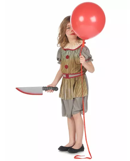 Terrifying gray clown costume for girls, Size: 13-14 years (140-152 cm), image 2