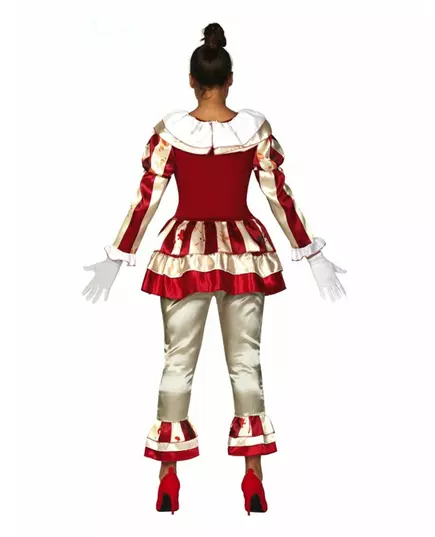 Women's Red and White Terrifying Clown Costume, Size: Large (42-44), image 2