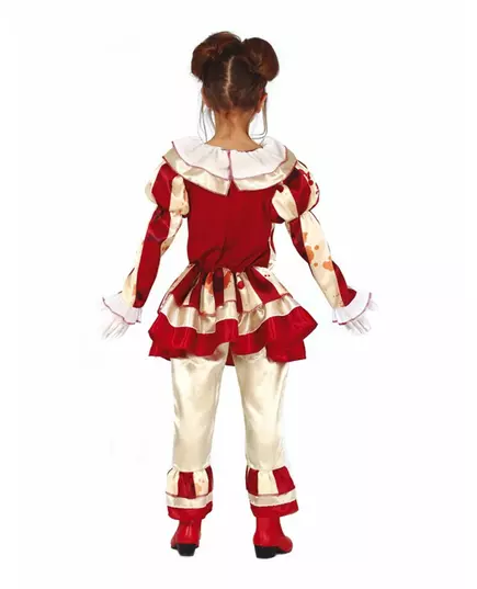 Red and white terrifying clown costume for girls, Size: 10-12 years (142-148 cm), image 2
