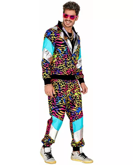 Adult multi-colored animal print tracksuit costume, Size: Large, image 2