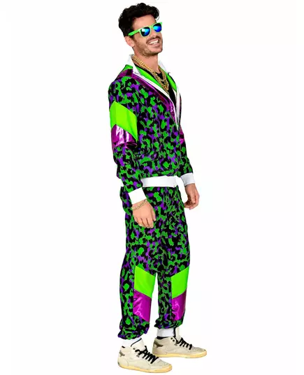 Neon leopardprint treningsdrakt til voksne, Størrelse: Large, bilde 2