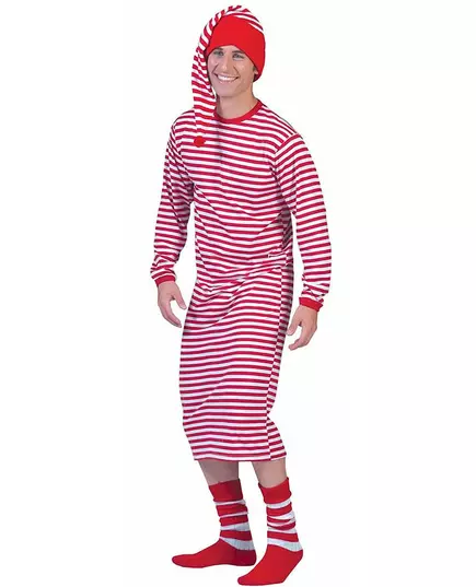 Lang kjole med røde og hvite striper, Størrelse: Large, bilde 2