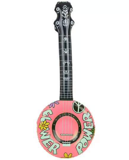 Oppblåsbar banjo med hippiemotiv, Farge: Rosa, bilde 3