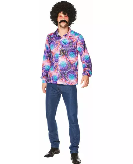 Psykedelisk hippieskjorte for menn, Størrelse: Large, bilde 3