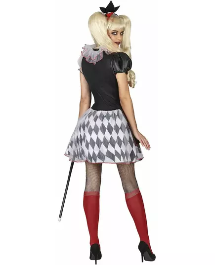 Red and black harlequin costume for women, Size: Large, image 3