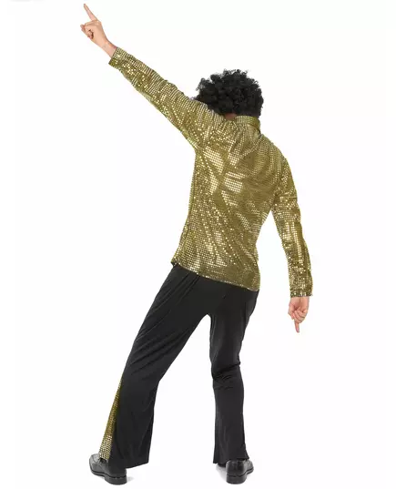 Men's Gold Sequin Disco Costume, Size: Small, image 3