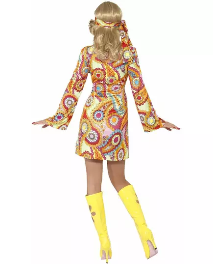 Hippie costume with colorful patterns for women, Size: Large, image 3