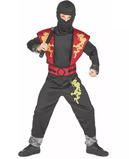 Gul drage ninja-kostyme til gutter, Størrelse: 10–12 år (130–140 cm), bilde 3