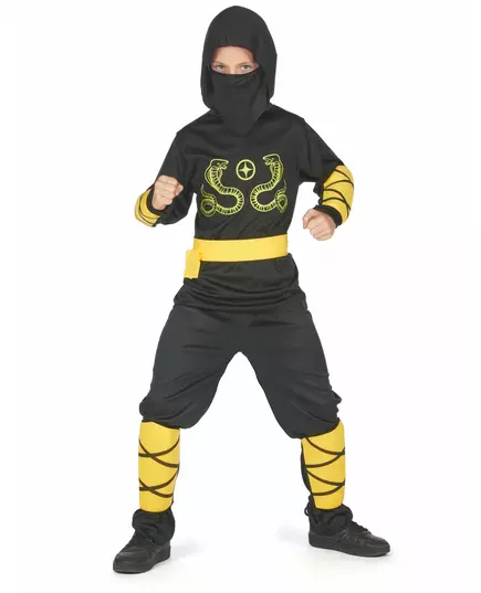 Svart og gult ninjakostyme til gutter, Størrelse: 7–9 år (120–130 cm), bilde 3