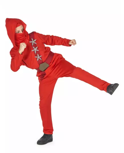 Red ninja star costume for boys, Size: 10-12 years(130-140 cm), image 3