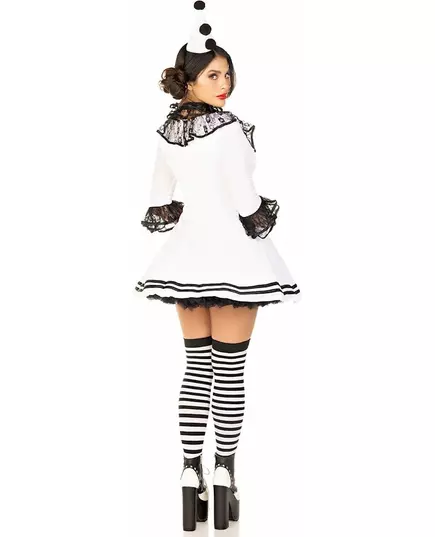 Sexy hvitt Pierrot-kostyme til kvinner, Størrelse: Medium/Large (42-44), bilde 3