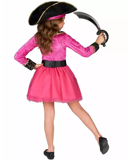 Pink and gold pirate costume for girls, Size: 7-9 years (120-130 cm), image 3