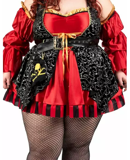 Deluxe red pirate costume for women, large size, Size: XX-Large (46/48), image 2
