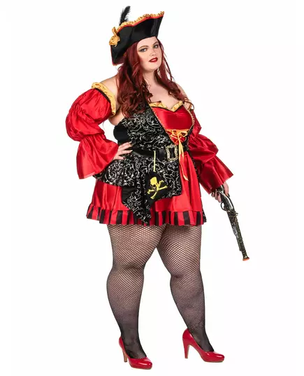 Rødt piratkostyme for kvinner - Premium, Størrelse: XL(44/46), bilde 3