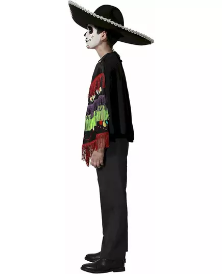 Children's Day of the Dead skeleton poncho costume, Size: 7-9 years (130-145 cm), image 2