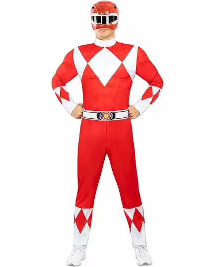 Rødt Power Ranger-kostyme for voksne, Størrelse: Medium, bilde 2