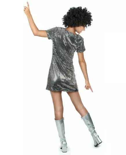 Women's silver disco dress costume, Size: X-Large, image 3