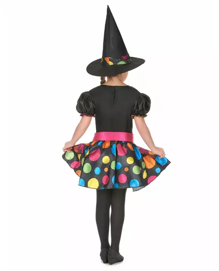 Girls' colorful polka dot witch costume, Size: 10-12 years(130-140 cm), image 3