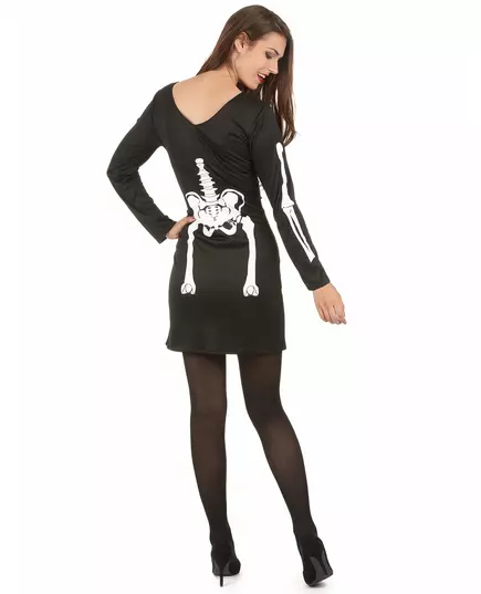Halloween-skjelettkostyme til kvinner, Størrelse: Large, bilde 3