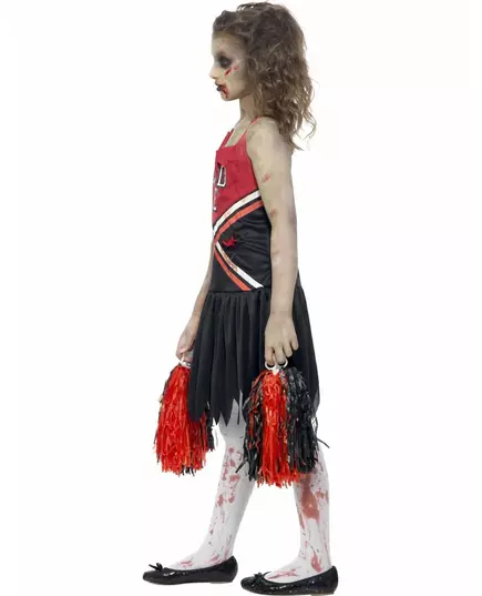 Black and red zombie cheerleader costume for girls, Size: 13-15 years, image 3