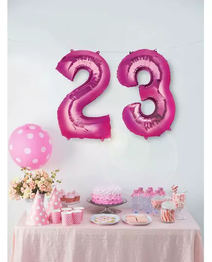 Foil balloon number fuchsia 86 cm, Size: 9, image 3