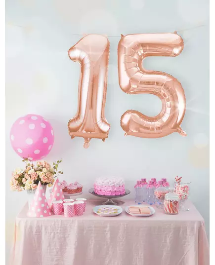 Aluminiumsballong nummer roségull 85 cm, Størrelse: 4, bilde 3