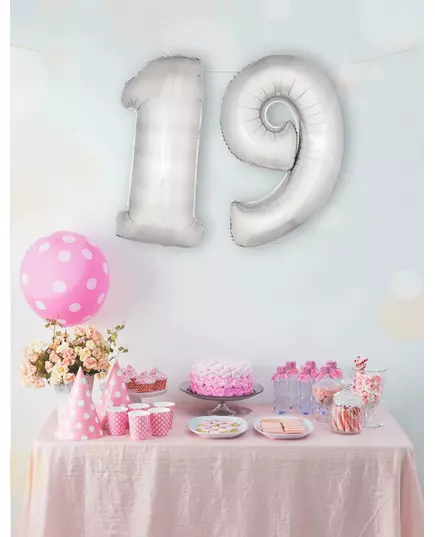 1m silver number foil balloon, Size: 2, image 3