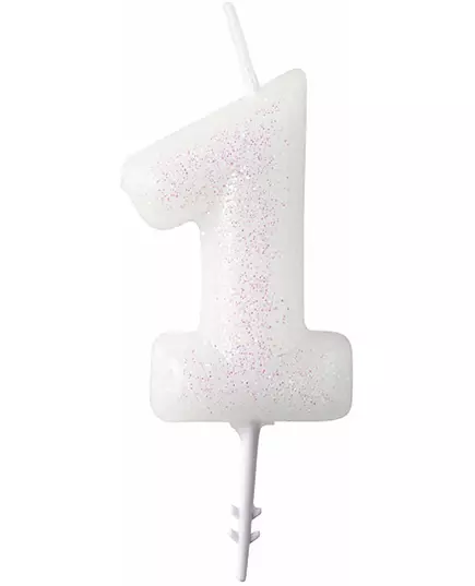 Hvitt glitter talllys 6,5 cm, Størrelse: 2, bilde 3