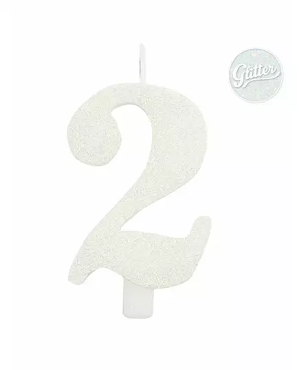 Hvitt glitter tall bursdagslys 9,5 cm, Størrelse: 8, bilde 3