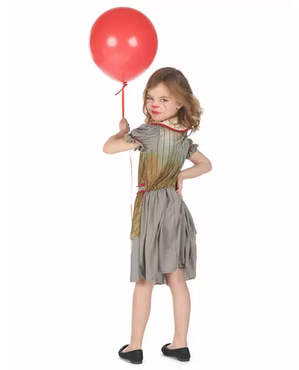 Terrifying gray clown costume for girls, Size: 13-14 years (140-152 cm), image 3