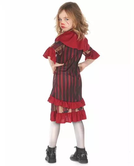 Red terrifying clown costume for girls, Size: 7-9 years (120-130 cm), image 3