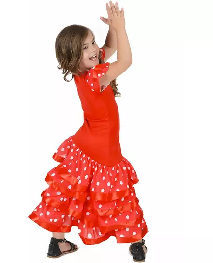 Red Flamenco Dancer Costume with White Polka Dots for Girls, Size: 10-12 years (130-140 cm), image 3