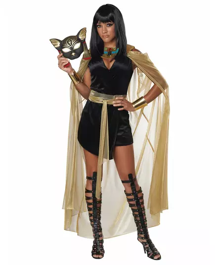 Luxury Egyptian feline goddess costume for women, Size: M(40/42), image 3