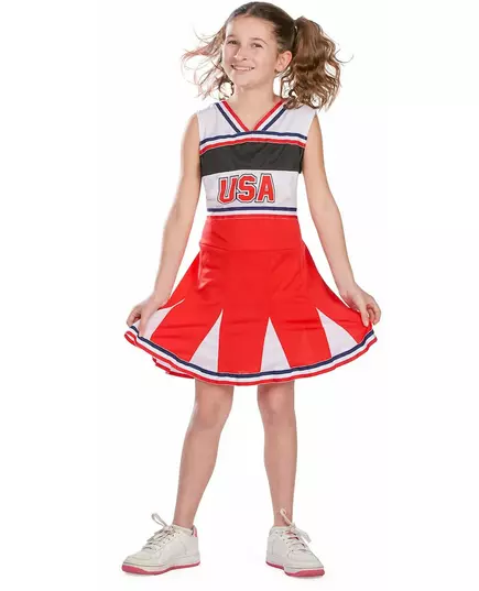USA cheerleader-kostyme til jenter, Størrelse: 10–12 år (142–148 cm), bilde 3