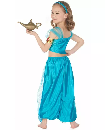 Blue oriental princess costume for girls, Size: 7-9 years (120-130 cm), image 3