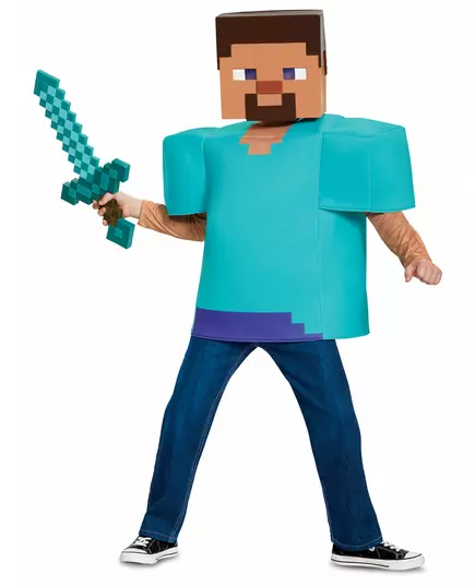 Minecraft klassisk Steve-kostyme til barn, Størrelse: 10–12 år (137 – 149 cm), bilde 3