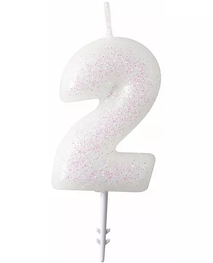 Hvitt glitter talllys 6,5 cm, Størrelse: 2, bilde 4