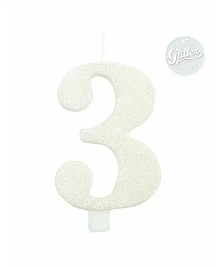 Hvitt glitter tall bursdagslys 9,5 cm, Størrelse: 8, bilde 4