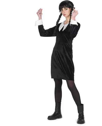 Black velvet gothic schoolgirl costume for women, Size: X-Large, image 3